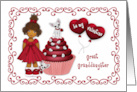 Valentine Great Granddaughter Ethnic Girl Puppy on a Cupcake Hearts card