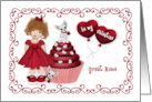 Valentine for Great Niece Puppy on a Cupcake Heart Balloons card