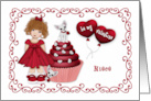 Valentine for Nece Puppy on a Cupcake Heart Balloons card