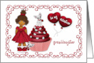 Valentine Ethnic For Granddaughter Puppy on a Cupcake Heart Balloons card