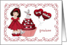 Valentine for a Asian Grandniece Girl Puppy on a Cupcake Hearts card