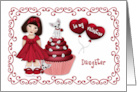 Valentine for a Asian Daughter Girl Puppy on a Cupcake Hearts card