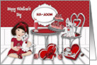 Valentine Asian Girl Customize With Any Name with a Kitten and a Puppy card