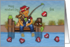 Valentine for an Ethnic Son Little Boy Fishing on a Dock card