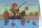 Valentine for an Ethnic Great Nephew Little Boy Fishing on a Dock card