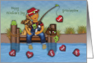 Valentine for an Ethnic Grandnephew Little Boy Fishing on a Dock card