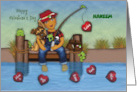 Valentine for an Ethnic Boy Customize with Any Name Little Boy Fishing card