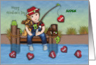 Valentine for a Boy Customize with Any Name Little Boy Fishing card