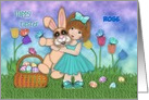 For A Little Girl Customize Easter Little Girl Holding a Huge Bunny card