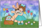 For A Niece Easter Little Girl Holding a Huge Bunny card
