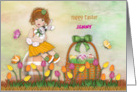 Easter Customize with Any Name Redhead Girl Sitting Egg Holding Bunny card