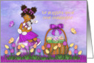 Easter for a Great Granddaughter Ethnic Girl Sitting Egg Holding Bunny card