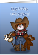 Little Cowboy in Western Wear Birthday, with Teddy Bear and Toys card