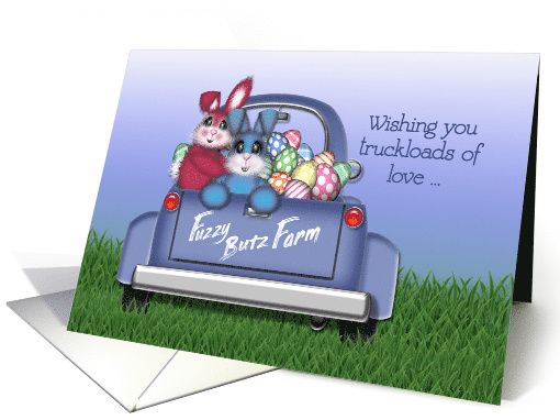 Easter, Vintage Blue Truck, Pink and Blue Bunnies for a... (1561826)