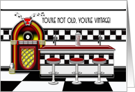 Funny Birthday for Adult, Retro Soda Fountain with Jukebox for Friend card