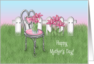 Mother’s Day from Daughter, with Pink Orchids, Vintage Ice Cream Chair card