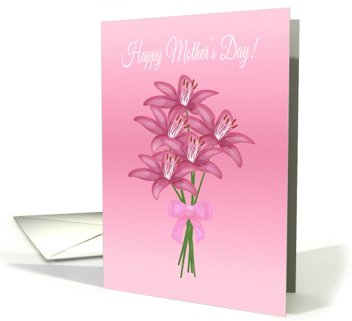 Mother's Day from Daughter, Bouqet with Bouquet of Pink Orchids card