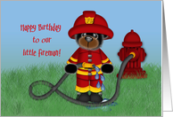 Fireman Birthday for Boy, with Fire Hydrant and Fire Hose card