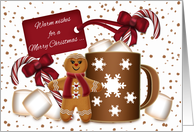 Warm Wishes for a Merry Christmas, Hot Cocoa, Candy, Gingerbread man card