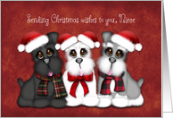 Sending Christmas Wishes to you, Niece, Three Puppies with hats card