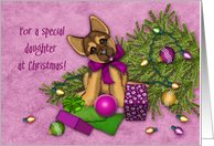 Christmas Young Daughter Naughty Shepherd Puppy Fallen Tree card