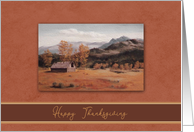 Thanksgiving, Painting of a Cabin in a Meadow, Fall Colors card