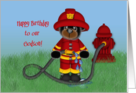 Fireman Birthday for Godson, with Fire Hydrant and Fire Hose card