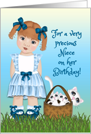 Birthday For a Young Niece, with Kittens in a Basket card