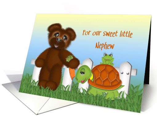 Birthday for a Sweet Nephew,Teddy Bear with Frog sitting... (1572576)