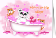 Birthday for Young Goddaughter, Teddy Bear Bathtub, Kittens, Bubbles card
