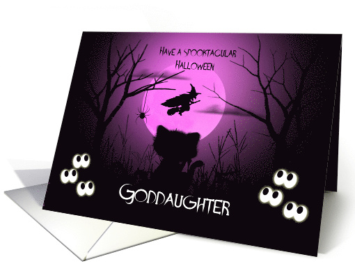 Halloween for Goddaughter Spooky, Shilouette Cat, Flying... (1574246)