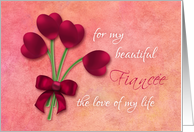 Valentine For My Fiancee, Heart Flower Bouquet card