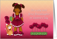 Valentine for Ethnic Great Granddaughter, Little Girl, Heart Flowers card