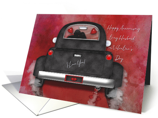 Happy Anniversary on Valentine's Day for Husband Vintage Truck, card