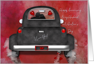 Happy Anniversary on Valentine’s Day for Husband Vintage Truck, card