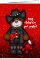 Valentine For Great Grandson, Adorable Cowboy Teddy Bear, Western card