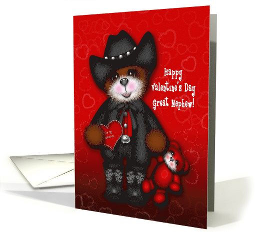 Valentine For Great Nephew, Adorable Cowboy Teddy Bear, Western card
