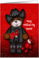 Valentine For Nephew, Adorable Cowboy Teddy Bear, Western card