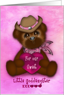 Valentine For Godaughter, Adorable Cowgirl Teddy Bear Holding Heart card