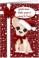 Christmas Great Niece,Santa Paws is Coming to Town, Chihuahua card