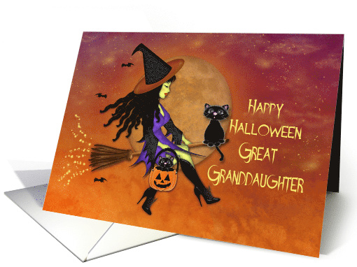 Halloween for a Great Granddaughter, Pretty Witch Riding... (1582144)