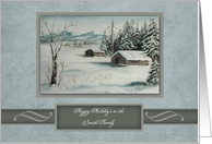 Christmas, Customize Name, Winter Painting of Old Buildings, Mountains card