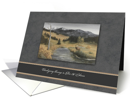 Thanksgiving Blessings, Customize Name, Painting of a Elk... (1582916)