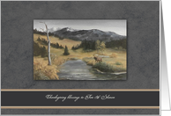 Thanksgiving Blessings, Customize Name, Painting of a Elk by a Stream card