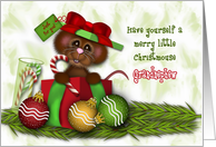 Christmas for Grandnephew, Adorable Christmas Mouse in a Present card