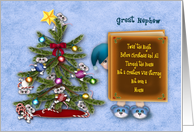 Christmas, Great Nephew, Little Boy Hiding, Mice in Christmas Tree card