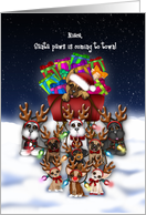 Christmas, Niece, Santa Paws is Coming to Town Puppies Pulling Sleigh card