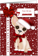 Christmas ,Customize with Any Name, Present with Chihuahua card