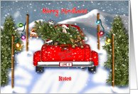 Christmas, Niece, Red Truck, Puppies, Kittens, ChristmasTree card