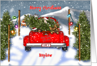 Christmas, Nephew, Red Truck, Puppies, Kittens, ChristmasTree card